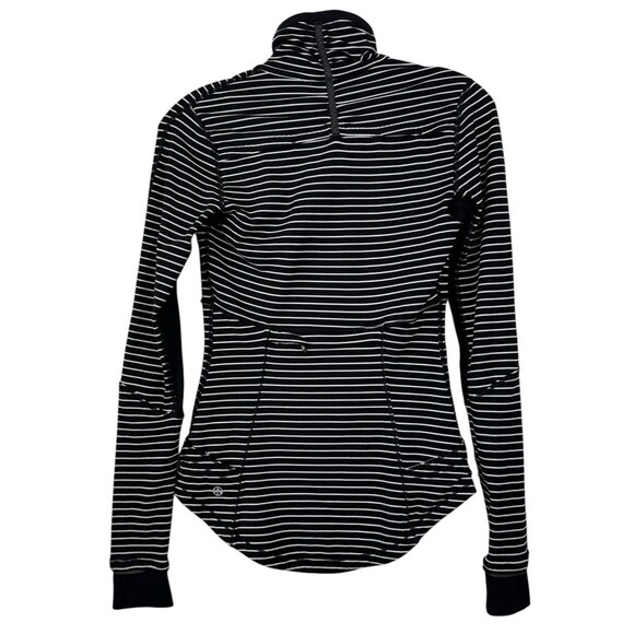 LULULEMON Black White Stripe Base Runner 1/2 Zip Rulu Active Pullover Top Size 4 - Picture 3 of 15